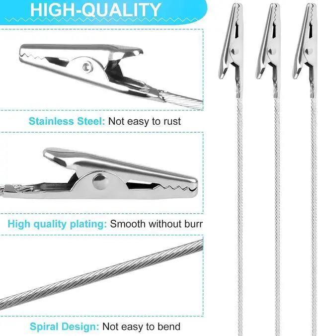 Alt view image 3 of 7 - 40 PCS Metal Wire Long-Tailed Alligator Clamp Photo Clip Holder - Alligator Clips for Crafts, DIY Card, Photo, Memo Holder (6inch/150mm)