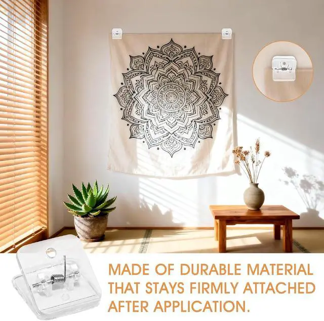 Alt view image 7 of 7 - 30 PackAdhesive Wall Clips for Hanging Flags Posters Photos - Tapestry Hangers - Postcard Clips for Home Office School Decoration