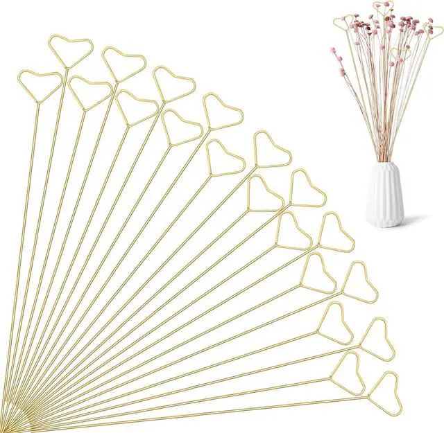 Main image of Floral Pick Card Holder 20Pcs Picture Holders for Centerpieces,Gold Place Card Holder Stick Clip for Flower Arrangement Metal Wire Photo Holder,Heart Shape Floral Picks for Wedding Birthday Party