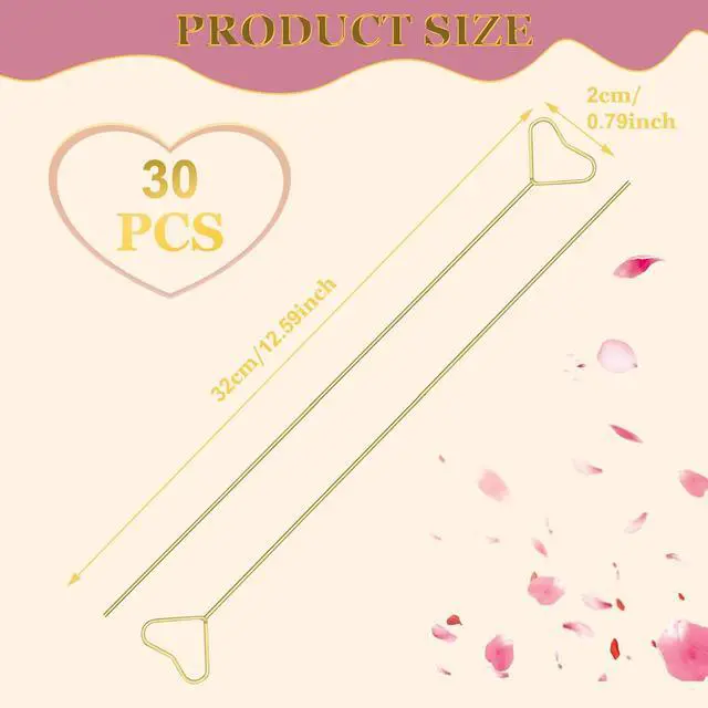 Alt view image 2 of 7 - Floral Pick Card Holder 20Pcs Picture Holders for Centerpieces,Gold Place Card Holder Stick Clip for Flower Arrangement Metal Wire Photo Holder,Heart Shape Floral Picks for Wedding Birthday Party