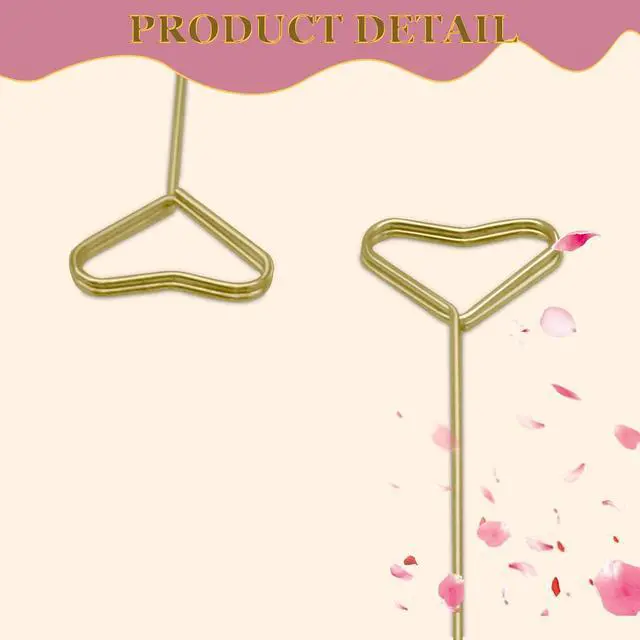 Alt view image 5 of 7 - Floral Pick Card Holder 20Pcs Picture Holders for Centerpieces,Gold Place Card Holder Stick Clip for Flower Arrangement Metal Wire Photo Holder,Heart Shape Floral Picks for Wedding Birthday Party