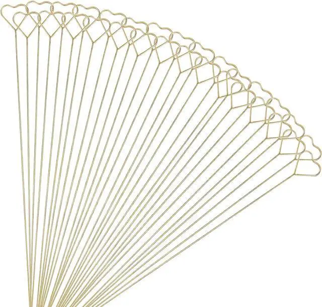 Main image of Tinsow 30 Pcs Metal Floral Place Card Holder, 13.4 Inch Heart Shape Flower Picks Clip for Floral Arrangement, Golden Gift Card Holder for Wedding and Party (Hearts)