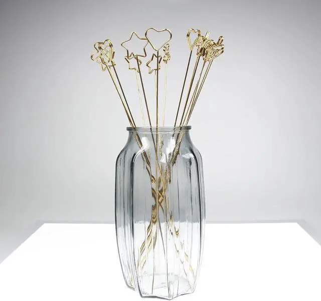 Alt view image 7 of 7 - Tinsow 30 Pcs Metal Floral Place Card Holder, 13.4 Inch Heart Shape Flower Picks Clip for Floral Arrangement, Golden Gift Card Holder for Wedding and Party (Hearts)