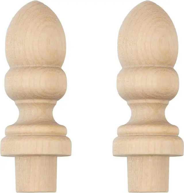 Main image of Turned Birch Finial - 2-7/16" Tall - Pack of 2 - Decorative Unfinished Wood Finials for Crafts, Unpainted Wooden Spindle for Birdhouse, Grandfather Clock, Swing Mirror - UA-11-BWF