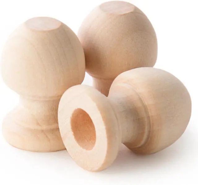 Main image of Pinehurst Crafts Wood Dowel Rod Finials, 1-1/16 Inch Tall with 3/8 Inch Hole, Pack of 10