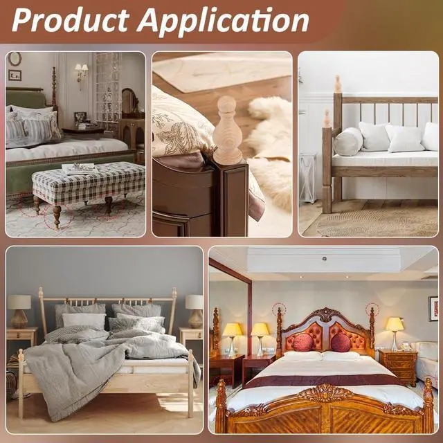 Alt view image 5 of 5 - BENECREAT 2Pcs Unfinished Beech Wood Finials, 1.5x3.5inch Curtain Rod Finials, Craft Decorative Finials for Bed Post, Flagpole Topper, Rocking Chair