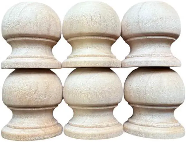 Alt view image 2 of 3 - Wood Dowel Rod Finials, 1-1/16 Inch Tall, 1/2" Hole (6)