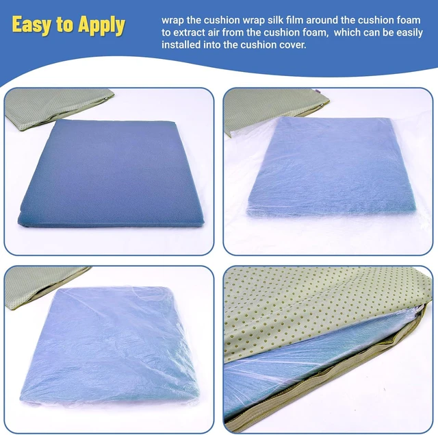 Alt view image 4 of 6 - UNIFAMILY 79"x22 Yards Cushion Wrap Silk Film Waterproof, Upholstery Cushion Wrap Easily Install Foam into Cushion,Drop Packaging Film for Furniture Home Office Cover(1)