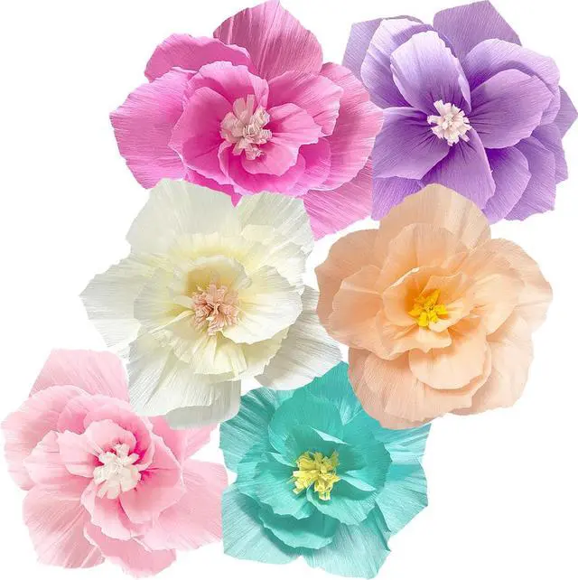 Main image of ANSOMO Paper Flowers Pink Purple Ivory Light Blue Pastel Party Decorations