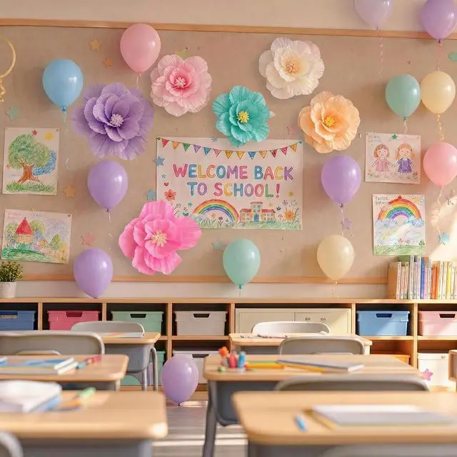 Alt view image 2 of 5 - ANSOMO Paper Flowers Pink Purple Ivory Light Blue Pastel Party Decorations