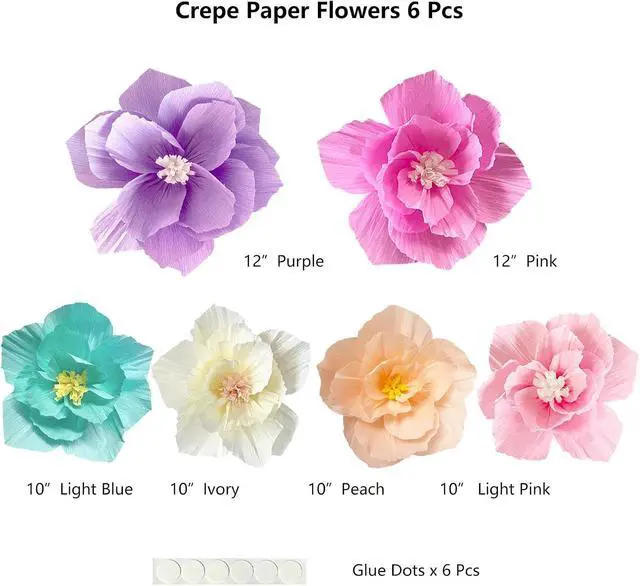 Alt view image 3 of 5 - ANSOMO Paper Flowers Pink Purple Ivory Light Blue Pastel Party Decorations