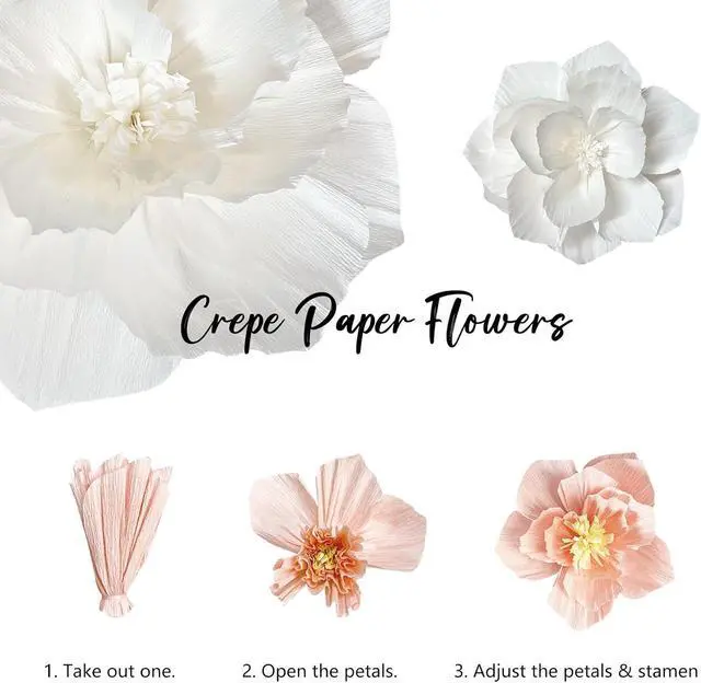 Alt view image 6 of 6 - ANSOMO Pink Paper Flowers, Hot Light Pink White, 3D Wall Decor