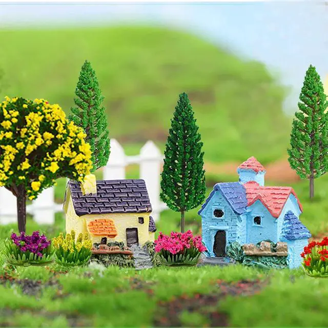 Alt view image 4 of 7 - 32pcs Model Trees Mixed Model Flower Trees Tree Artificial Fake Mini Flower Decorations for DIY Crafts Landscape Train Railroad Scenery Diorama Supplies