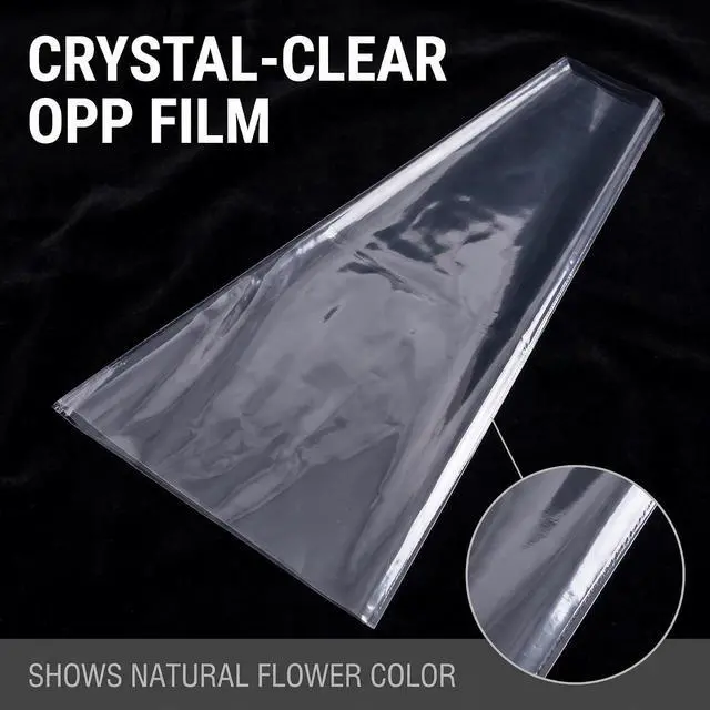 Alt view image 5 of 7 - 100 Pcs Clear Flower Bouquet Sleeves, Transparent Cellophane Bags for Valentine's Day Gifts, Wedding Floral Packaging, Rose Protectors, Food-Grade Plastic Wrap, Bulk Party Decorations (6x10in)