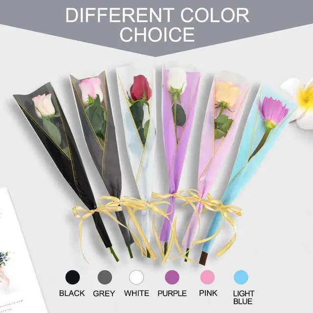Alt view image 4 of 6 - BEISHIDA 100 PCS Single Rose Sleeve Plastic Single Flower Wrapping Rose Packaging Cellophane Flower Sleeves for Florist Bouquet Supplies Mother's Day Valentine's Day (White and Gold Letter)