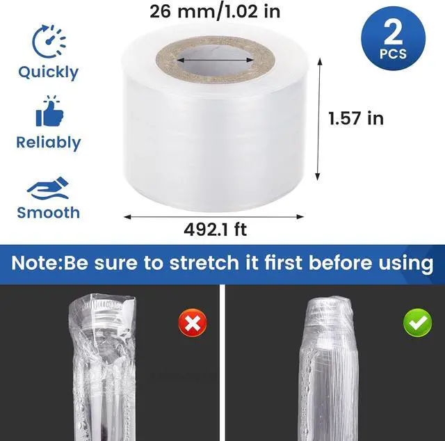 Alt view image 5 of 6 - Mini Stretch Wrap Film Roll for Bottles Jars Shrink Seal Packing