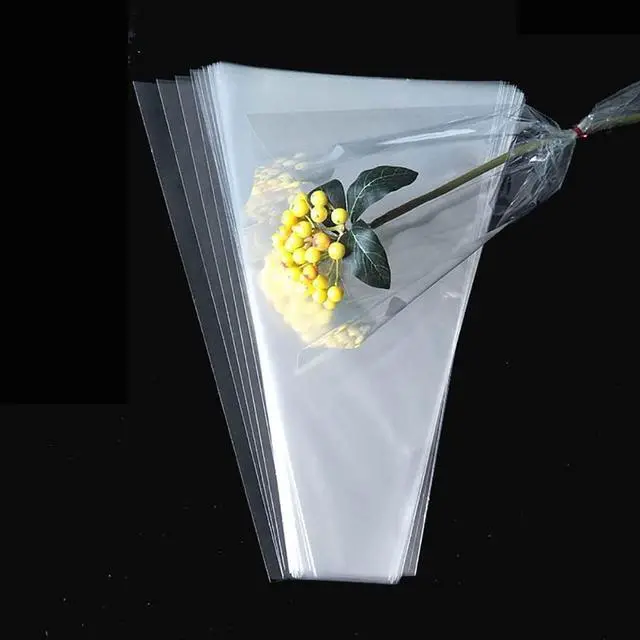 Alt view image 6 of 7 - 100Pcs Clear Plastic Flower Bouquet Bag Sleeve Transparent Cellophane Bags Rose Packaging Bags Gift Wrap Cellophane Bags for Valentine's Day