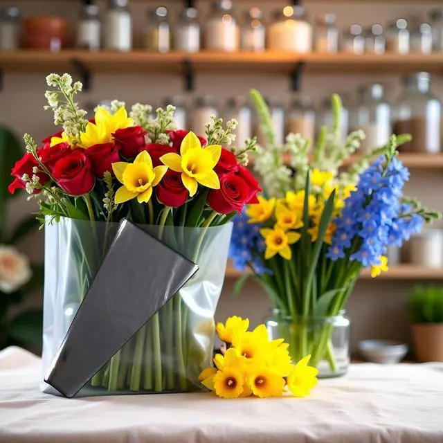 Alt view image 3 of 7 - 100Pcs Clear Plastic Flower Bouquet Bag Sleeve Transparent Cellophane Bags Rose Packaging Bags Gift Wrap Cellophane Bags for Valentine's Day