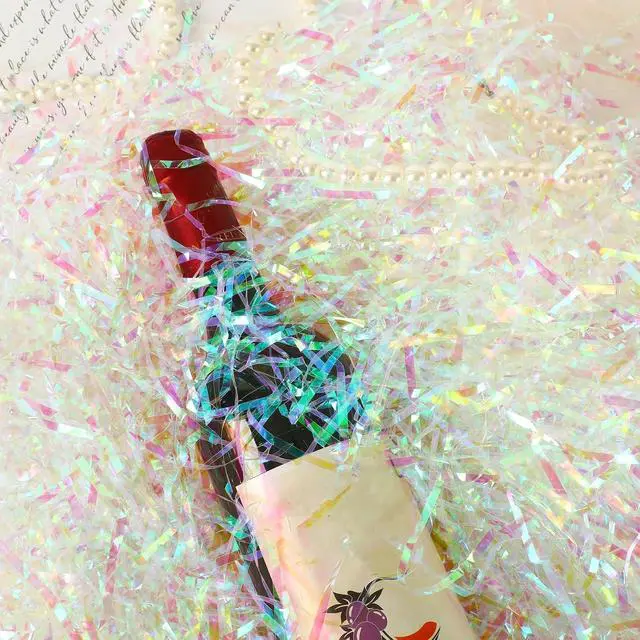 Alt view image 3 of 7 - Jansun 7 Oz Iridescent Crinkle Grass Sparkly Shredded Paper Filler