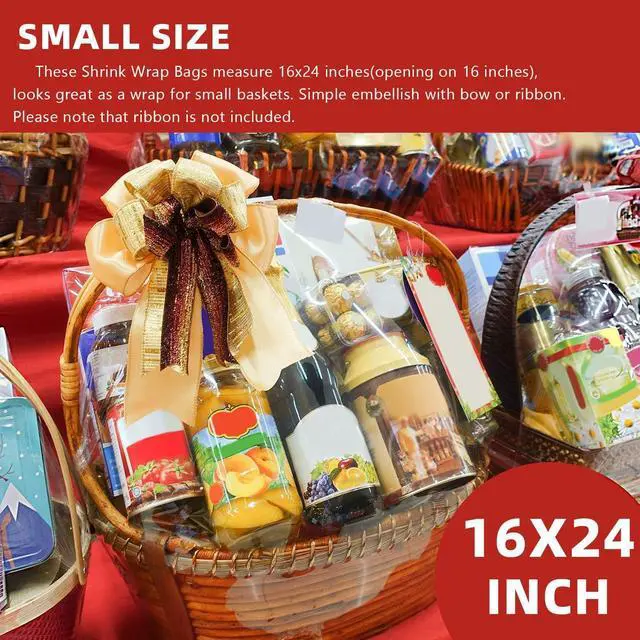 Alt view image 2 of 7 - Morepack Shrink Wrap Bags for Gift Baskets 16x24 Inches10 Pcs