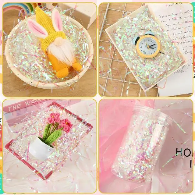 Alt view image 7 of 7 - Jansun 7 Oz Iridescent Crinkle Grass Sparkly Shredded Paper Filler