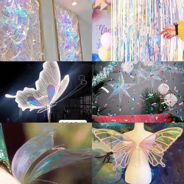 Alt view image 5 of 6 - shareluck Iridescent Cellophane Wrap for Gift Baskets Rainbow Wrapping Film (50' Long x 17" Wide) Colored Film Roll to Wrap Gift Baskets, Flower, DIY Craft for mother's day Decor.
