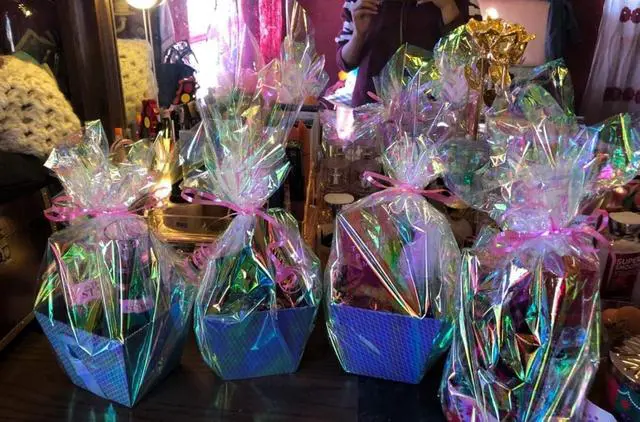 Alt view image 2 of 6 - shareluck Iridescent Cellophane Wrap for Gift Baskets Rainbow Wrapping Film (50' Long x 17" Wide) Colored Film Roll to Wrap Gift Baskets, Flower, DIY Craft for mother's day Decor.