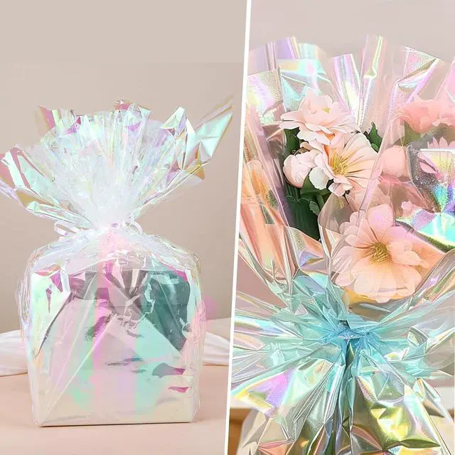 Alt view image 4 of 6 - woric Iridescent Cellophane Wrap Roll, 82 Ft x 17 In, Clear Wrapping Paper