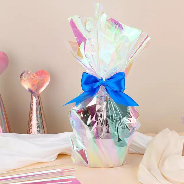 Alt view image 3 of 6 - woric Iridescent Cellophane Wrap Roll, 82 Ft x 17 In, Clear Wrapping Paper