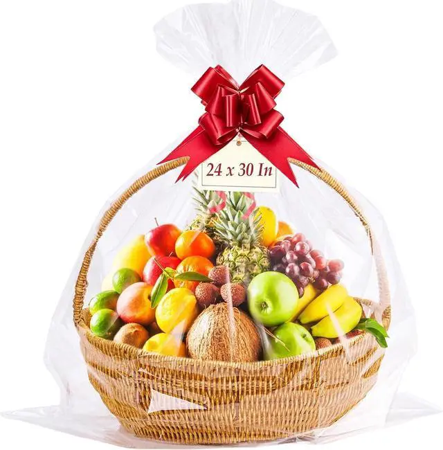 Main image of Homrelaxy 22 Pcs 24"x30" Cellophane Bags for Gift Baskets Wrap