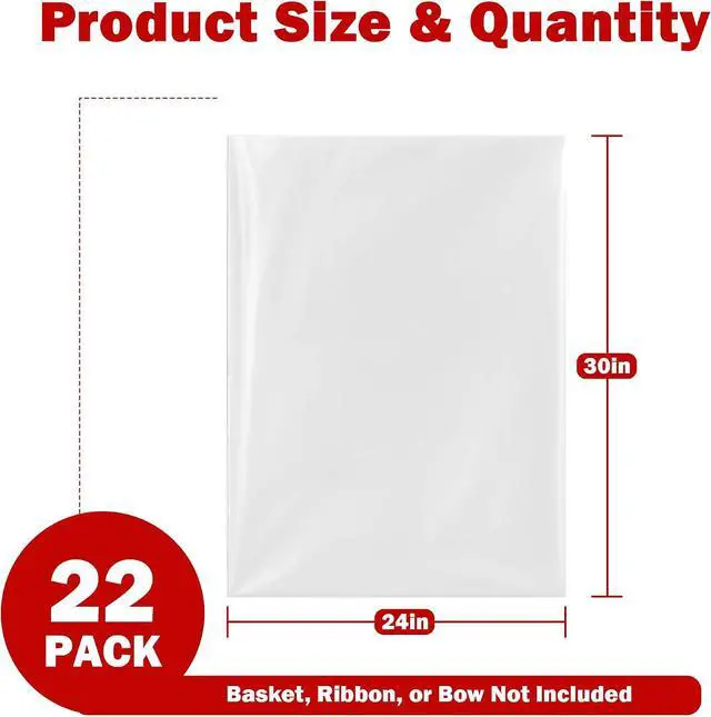 Alt view image 2 of 6 - Homrelaxy 22 Pcs 24"x30" Cellophane Bags for Gift Baskets Wrap