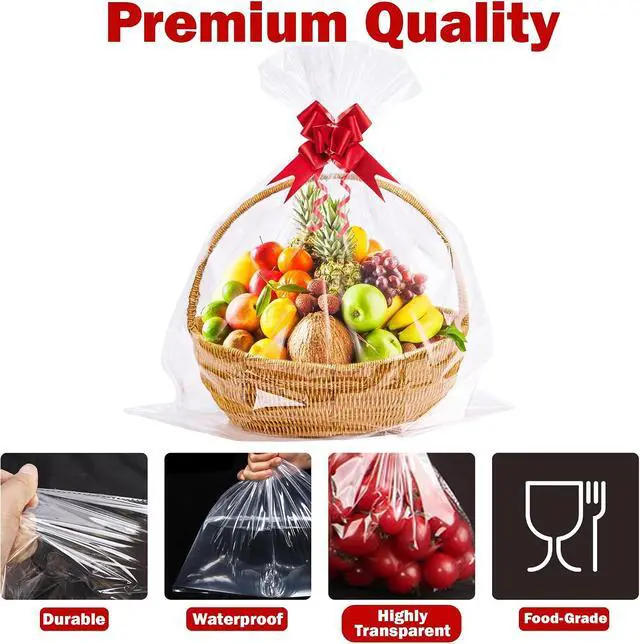 Alt view image 4 of 6 - Homrelaxy 22 Pcs 24"x30" Cellophane Bags for Gift Baskets Wrap