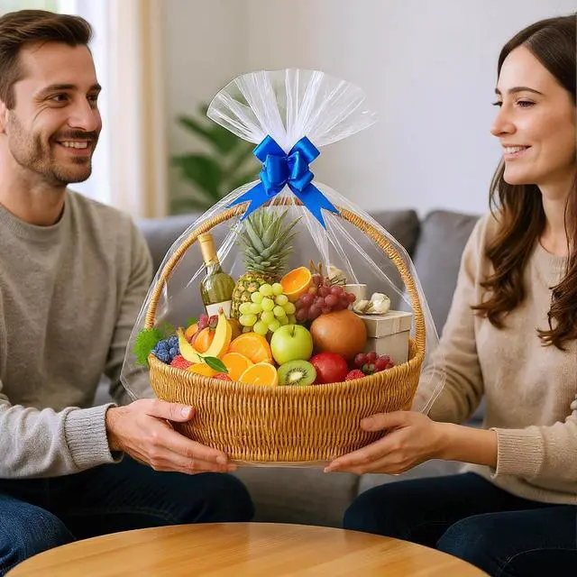Alt view image 5 of 6 - Homrelaxy 22 Pcs 24"x30" Cellophane Bags for Gift Baskets Wrap