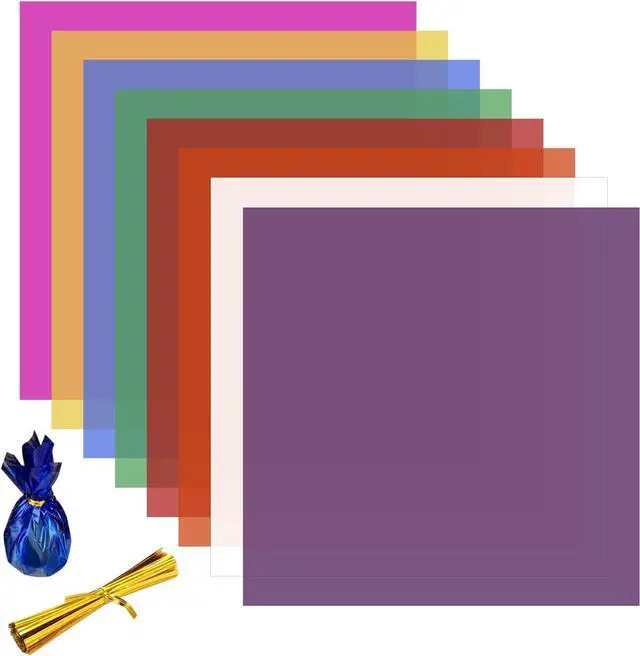 Main image of ARubyForest Colored Cellophane Sheets 7.5x7.5 Inches Cellophane Paper 120 pcs Colored Cellophane Wrap Colored Plastic Sheets for Crafts Art Projects Light Decorations Candy Packaging