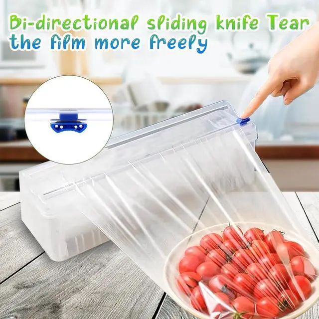 Alt view image 5 of 7 - Plastic Wrap Slide Cutter, 4 Pcs 13 Inch Wrapping Paper Cutter Slider Wrap Dispenser, Self-Adhesive Plastic Wrap Slide Cutter, Two Way Sliding Cutter Paper Slicer for Kitchen Office Supplies