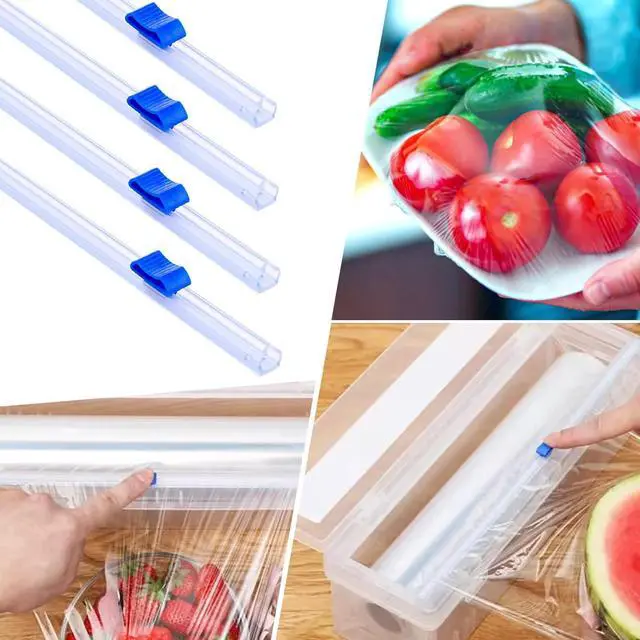 Alt view image 6 of 7 - Plastic Wrap Slide Cutter, 4 Pcs 13 Inch Wrapping Paper Cutter Slider Wrap Dispenser, Self-Adhesive Plastic Wrap Slide Cutter, Two Way Sliding Cutter Paper Slicer for Kitchen Office Supplies