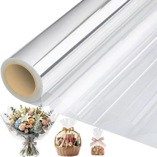 Main image of woric Clear Cellophane Wrap Roll, 17 in x 82 ft, Gift Basket Wrapping Paper