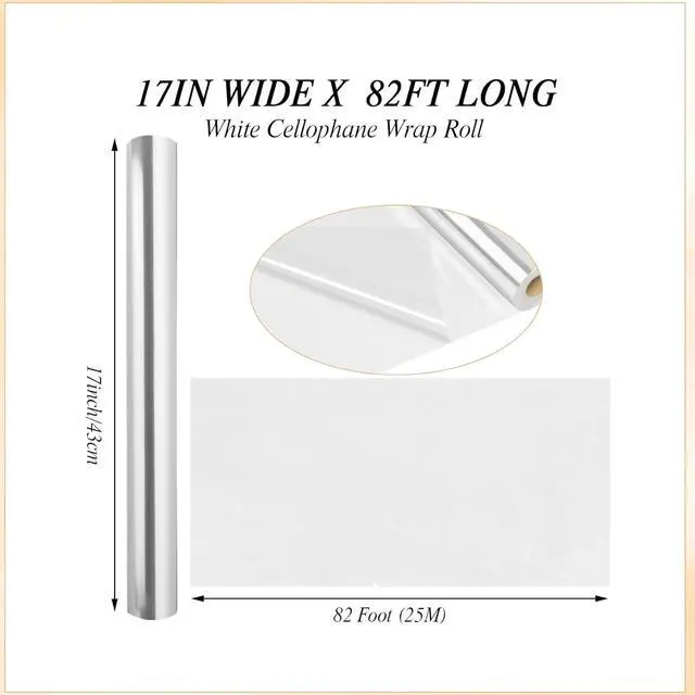 Alt view image 2 of 6 - woric Clear Cellophane Wrap Roll, 17 in x 82 ft, Gift Basket Wrapping Paper