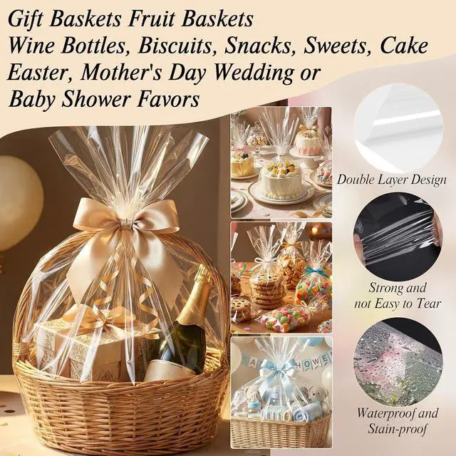 Alt view image 3 of 6 - woric Clear Cellophane Wrap Roll, 17 in x 82 ft, Gift Basket Wrapping Paper