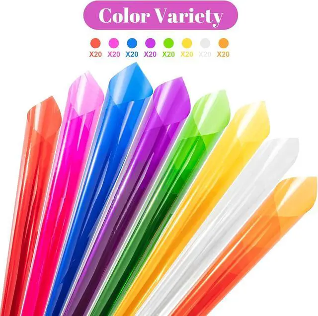 Alt view image 3 of 7 - woric 160PCS Colored Cellophane Sheets 7.8 x 7.8 Colored Cellophane Wrap