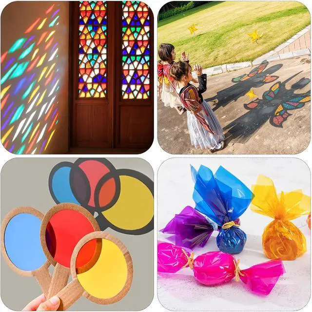 Alt view image 6 of 7 - woric 160PCS Colored Cellophane Sheets 7.8 x 7.8 Colored Cellophane Wrap