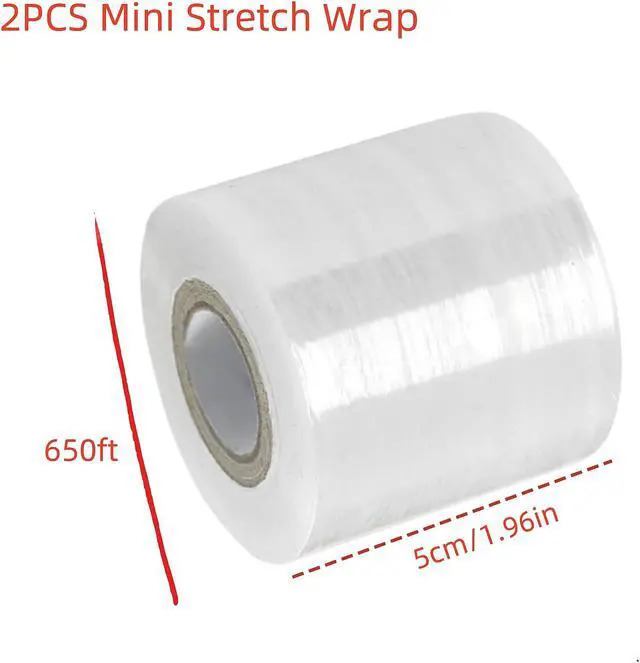 Alt view image 2 of 7 - Stretch Wrap Mini Roll, Clear Heavy Plastic Unheated Shrink Wrap Roll 1.96in*1300ft for Office for Packaging Bounding Storing Pallet Bottles cans