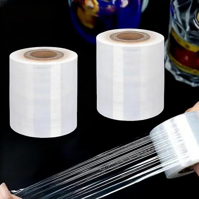 Alt view image 5 of 7 - Stretch Wrap Mini Roll, Clear Heavy Plastic Unheated Shrink Wrap Roll 1.96in*1300ft for Office for Packaging Bounding Storing Pallet Bottles cans