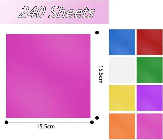 Alt view image 7 of 7 - BetterJonny 240 Pcs Cellophane Sheets, 15.5X15.5cm Transparent Colored Cellophane Wrap Treat Candy Small Gifts Wrapping Colorful Plastic Sheets for DIY Arts Crafts Decorations8-Colors