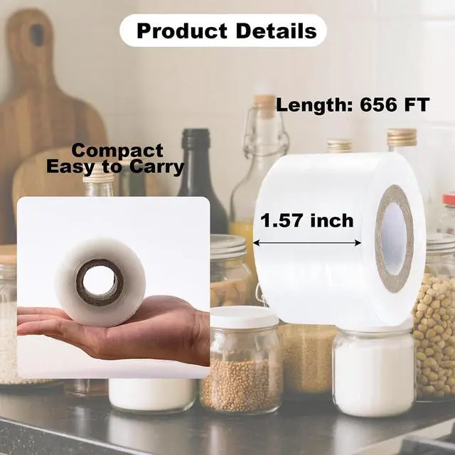 Alt view image 2 of 6 - 4 Pcs Mini Stretch Wrap Film, 1.57" x 656 FT Hand Stretch Wrap Roll, Mini Clear Unheated Shrink Wrap for Securing Small Bottles Jars Cans Tin Seal Packing & Gift Wrap Rolls