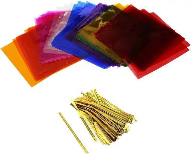 Main image of KUMGROT Cellophane Wrap, Colored Cellophane Sheets 6.1 x 6.1 In, 80 Pcs