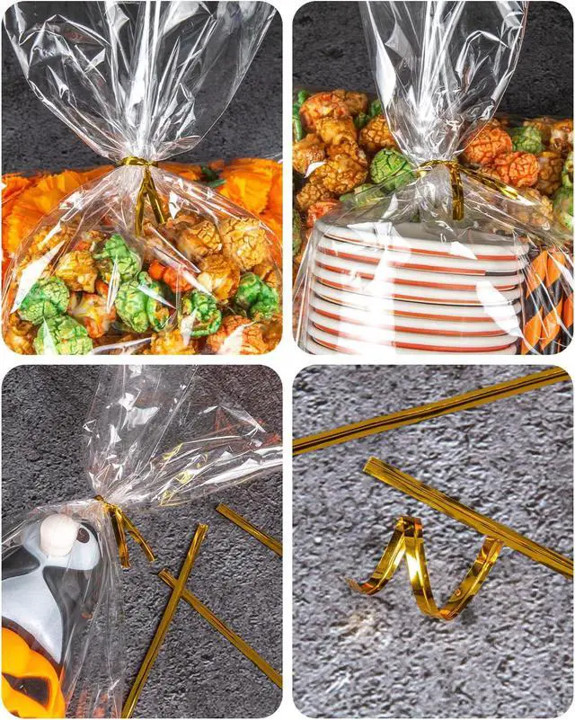 Alt view image 6 of 6 - Labeol 160pcs Clear Cellophane Bags 7X14 Treat Bags with Ties Goodie Bag Clear Gift Bag for Packaging Popcorn Party Favor Cookie Candy Bakery Plastic Gift Wrap
