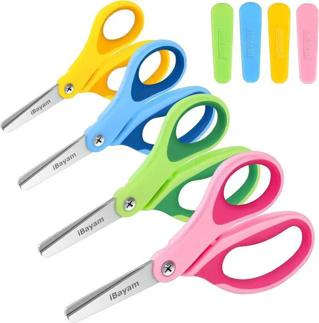 Main image of iBayam 5" Kid Scissors Soft Grip, Blunt Tips, Right & Left Handed, 4 Colors