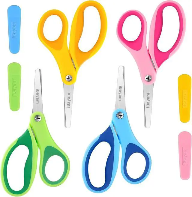 Alt view image 7 of 7 - iBayam 5" Kid Scissors Soft Grip, Blunt Tips, Right & Left Handed, 4 Colors