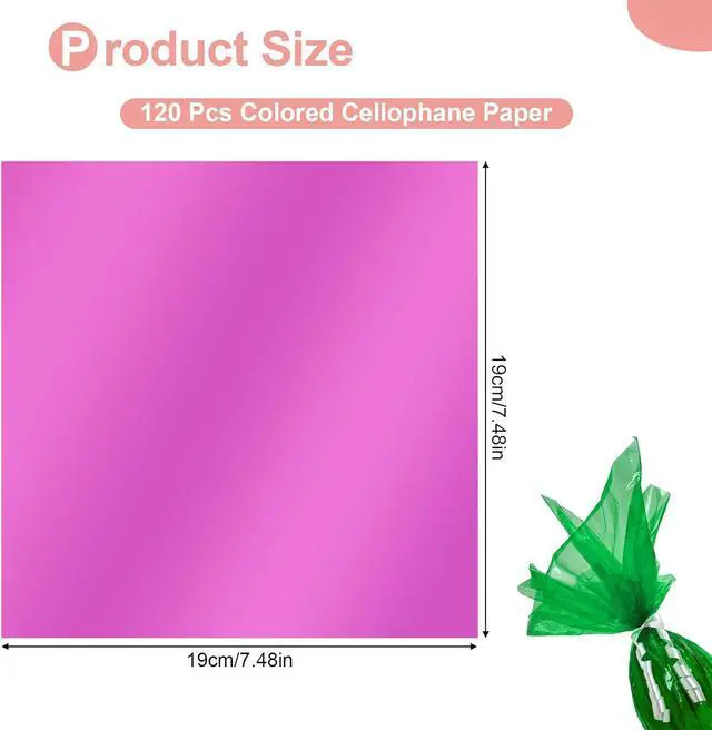 Alt view image 2 of 7 - PEASUG 120 Pcs Colored Cellophane Sheets for Crafts 7.5 x 7.5 Inches